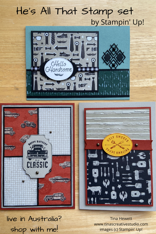 Male cards using He's The Man products from Stampin Up