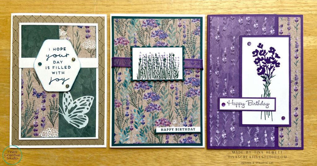 Stampin Up Perennial Lavender class cards 