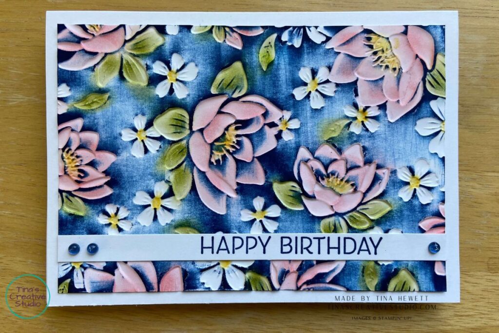 Faded Denim Layering Florals embossed card