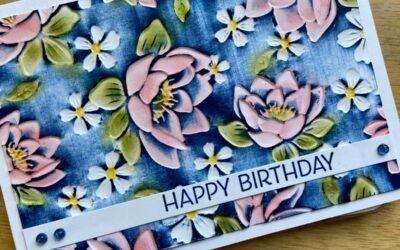 Faded Denim background embossed floral card