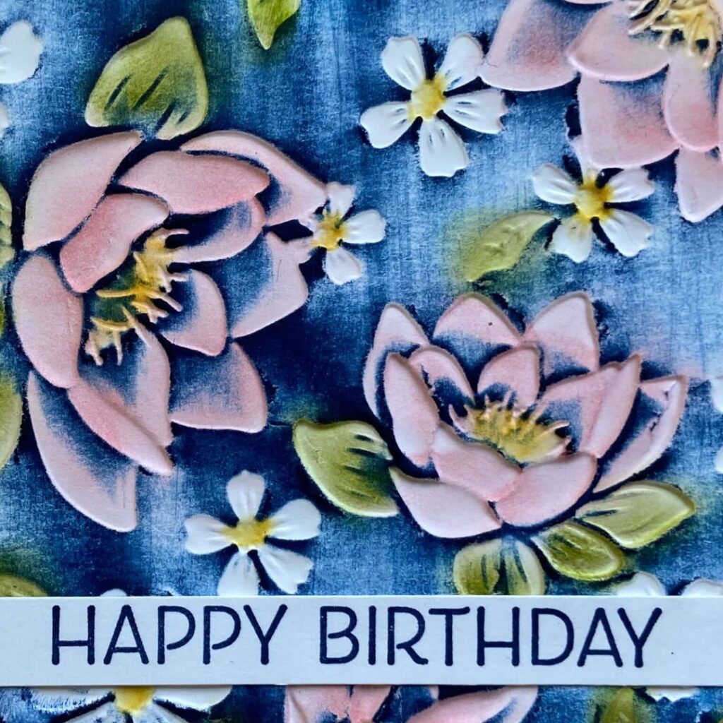 Faded Denim Layered Florals card close up